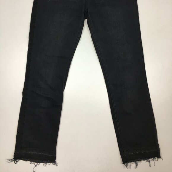 CURRENT ELLIOTT 5 Pocket Black The Cropped Straight Townhouse Released Hem Jeans - Picture 8 of 13